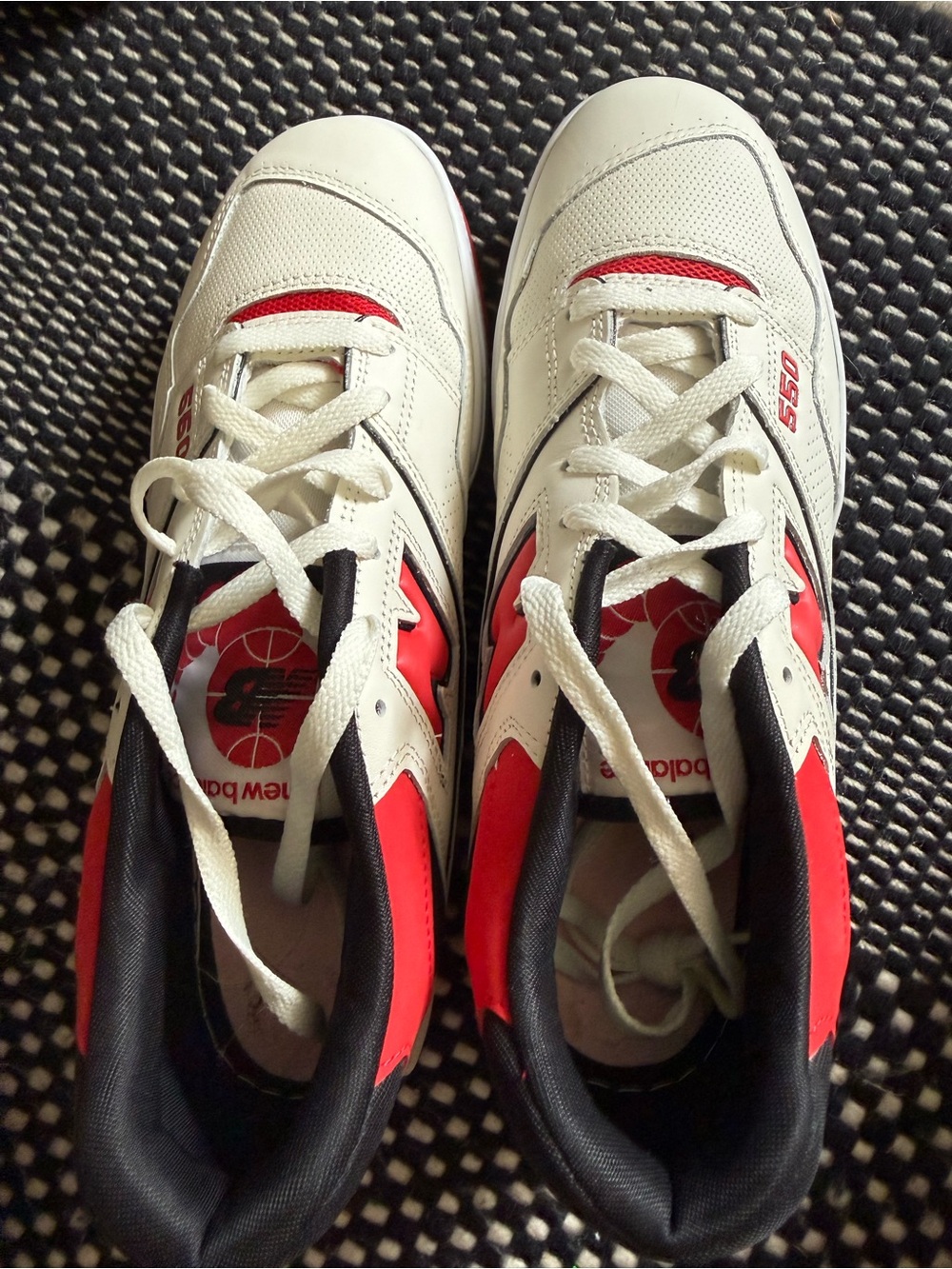New Balance Men’s 550 White and Red Sneakers